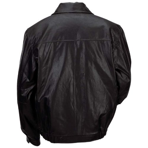 Gianni Collani&trade Men&rsquos Solid Genuine Leather Bomber-Style Jacket