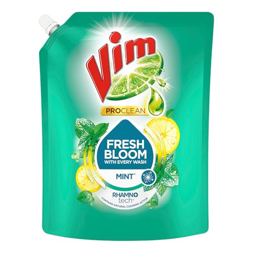 Vim ProClean Dishwash Liquid with Mint powered by RhamnoTech™, Fresh Bloom with Every Wash, Removes Tough Grease and Odours, 1700 ml