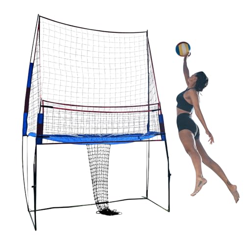 Whemyreat Red de entrenamiento de voleibol de 212 x 155 x 270 cm, altura ajustable de voleibol, recogida de pelotas de voleibol con cesta de red, red de pesca de voleibol para colocar para el