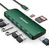 Acodot 9 in 1 USB C Hub - 4K@60Hz HDMI Adapter, 3 USB 3.0 Ports, SD/TF Card Reader, 100W PD, Multiport Adapter for MacBook Pro, Air, HP, XPS, Green