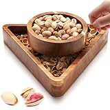 Tioncy Pistachio Snack Bowl with Shell Storage Magnetic Hold Double Layer Pistachio Bowl with Shell Holder for Sunflower Seeds and Snack(Triangle)