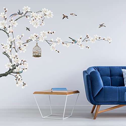 Anfigure Tree And Flying Birds Wall Stickers Blossom Flower Wall Decals For Bedroom Living Room Wall Sticker Family Tree Branch Tv Sofa Background Wall Decor #TOP3