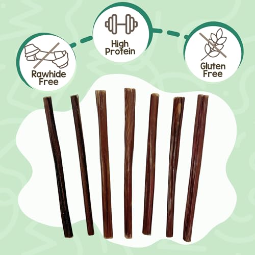 Image of Nature Gnaws Super Skinny Bully Sticks for Small Dogs 5-6 inch (15 Count) - Long Lasting for Light Chewers and Puppies - Extra Thin Natural Beef Dog Chew Treats