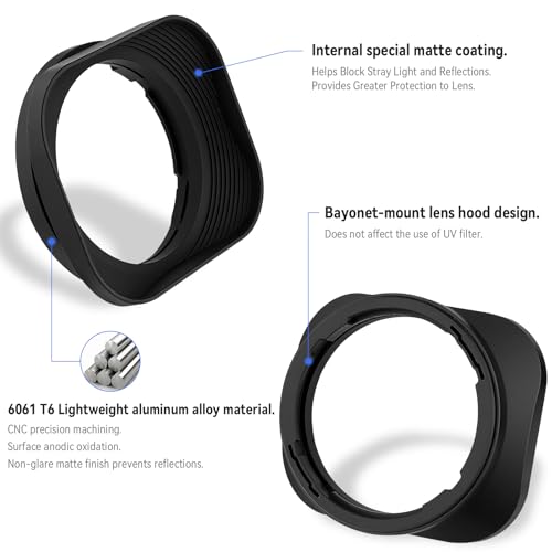Haoge LH-X50 Bayonet Square Metal Lens Hood for Fujifilm Fuji Fujinon XF 50mm F2 R WR Lens on X-Pro2 X-Pro1 X-T2 X-T1 X-T20 X-T10 X-E2S X-A5 X-A20 X-E3 X-H1 by Haoge - Used condition - Image 4