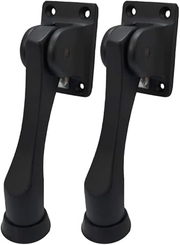 QCAA Tope de puerta desplegable de latón macizo 4 pulgadas negro mate 2 unidades