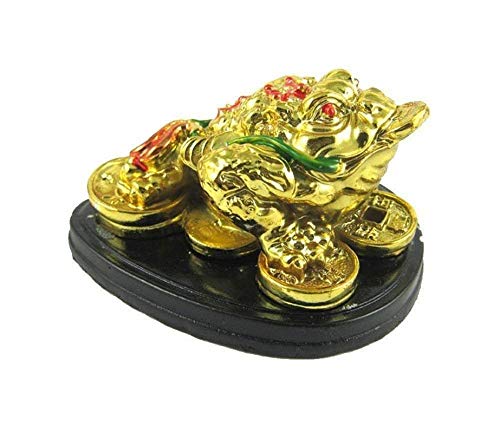 GJ Feng Shui Money Frog (Legged Toad) Showpiece Colour Golden (L 8 x B 6 x H 4)