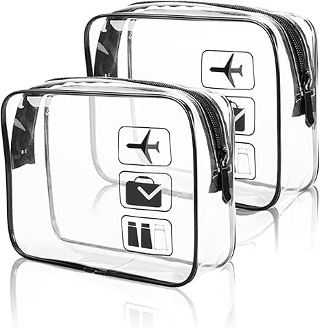 TOURISTIANO Toiletry Bag for Travel Cosmetic Organizer Case Pouch Transparent Makeup Kits (Set of 2)
