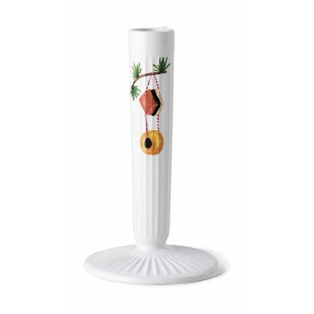 Kähler Kerzenständer H16 cm Hammershøi Christmas mit Aquarellmalerei, Weiss