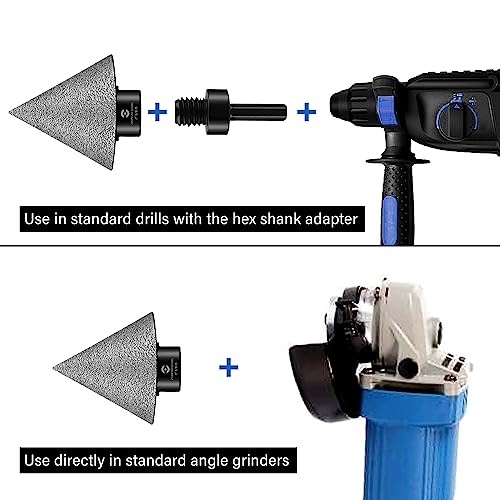 Zuanshentool DBC-35MM Diamond Beveling Chamfer Bit 1-3/8 Inch (35Mm) Countersink Drill Bits For Existing Holes Enlarging Shaping Trimming In Tile Marble Glass Granite Ceramic W/ 5/8"-11 Thread & 3/8 Inch Hex Shank Adapter thumb #2