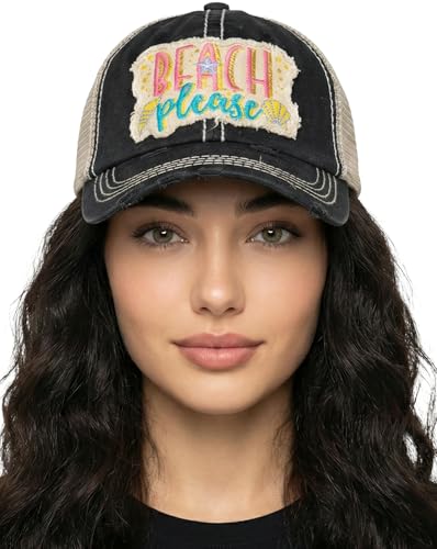 Image of Funky Junque Womens Baseball Cap Distressed Vintage Unconstructed Embroidered Dad Hat