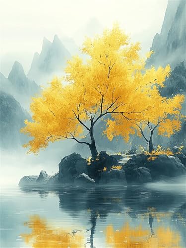 Peinture numéro paysage de nature pour décorer votre salon au calme