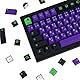 JOLINTAL 129-Tastenkappen Set – PBT-Material, Lila and Grünes Gaming Keycap, Cherry-Profil, Japanische Design für Cherry MX-Tastaturen