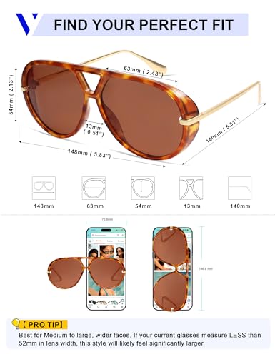 Image of VANLINKER Oversized Trendy Polarized Aviator Sunglasses for Women Men Retro Round Sunglasses Vintage Shield Shades VL9798