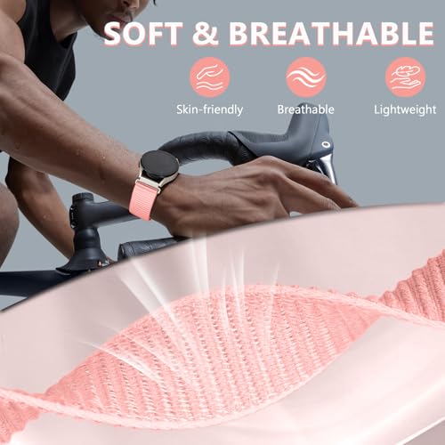 Image of 20mm Nylon Band for Samsung Galaxy Watch 7 /6 /5 /4 /FE 40mm 44mm /Classic 47mm | Galaxy Watch 4 classic Bands 47mm 43mm 46mm 42mm /5 pro 45mm /active 2,Fabric Wristband Sport Loop Correa Strap for Women Men