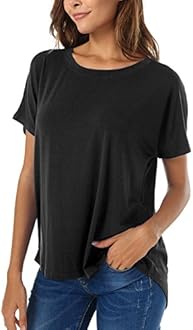 Herou Women's Casual Short Sleeve Long T-Shirt Tunic Tops with Side Split