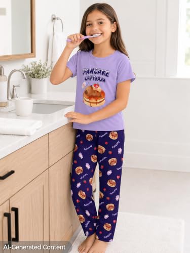 Image of Beezizac Girls Pajamas Cute Print Short /Long Sleeve Pants Set Size 6-18