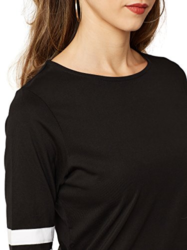 Image of Miss Chase Womens Black and White Striped Embroidered Applique Top