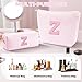 Btffitting Personalized Makeup Bag for Women Girls - Fashion Cosmetic Bag Trendy Travel Toiletry Bag with Initials Letter - Teen Gifts - Pink,Z