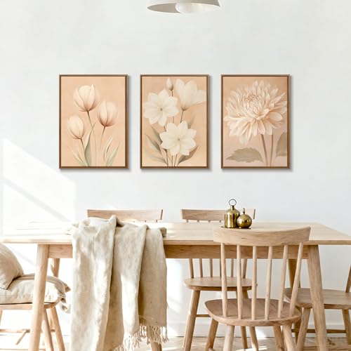 Décoration murale salon moderne : solution triptyque toile fleurs vintage pour grand mur vide - 6