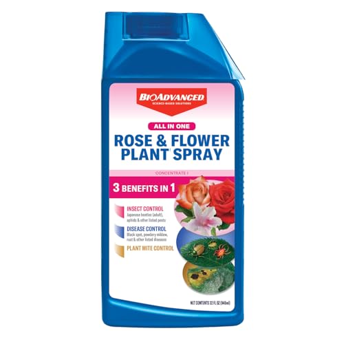 BioAdvanced All-in-One Rose & Flower Plant Care, Concentrate, 32 Ounce, Aphid Spray for Outdoor...