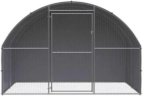 Spacious Galvanized Steel Chicken Coop - Large Outdoor Animal House for Hens, Ducks, Rabbits & Small Pets, Durable Silver Rectangular Hutch, Weatherproof & Secure