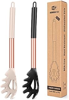 Pack of 2 Silicone Pasta Fork, Kitchen Heat Resistant Noodle Spoon Server, BPA Free Spaghetti Strainer,Best Cooking Tools