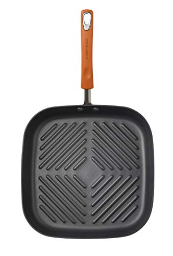 image for Rachael Ray Hard Anodized Nonstick Square Stovetop Grill Pan, Gray wit