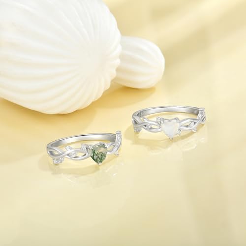 YL 925 Sterling Silver Engagement Rings 5MM Heart Cut Gemstone Infinity Band Leaf Jewelry for Women4