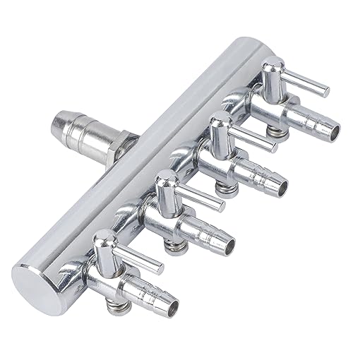 Image of Pawfly Aquarium Air Flow Control Lever Valve 4-Way Fish Tank Air Valve for Air Pump Chromium Copper Manifold Multi-Port Air Flow Splitter for 3 /16 inch ID & 3 /8 inch OD Airline Tubing