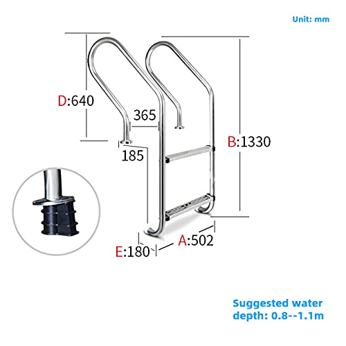 Escalera para piscina de acero inoxidable 2 peldaños antideslizante miniatura 5