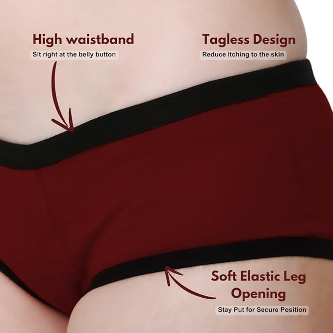 Image of Women's Hipster Period Panty Leak Proof Period Underwear for Medium to Heavy Flow Reusable for 3Year Panties for Women No Pad Required (Multi Color)
