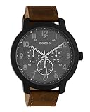 Oozoo Herrenuhr mit Lederband Chrono-Look Braun/Dunkelgrau C10507