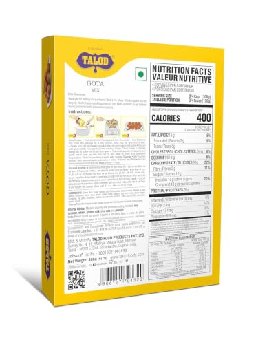 Image of Talod Gota Instant Mix Flour | Crispy & Soft Bhajiya Style Snack | Ready-to-Cook Gujarati Pakora Premix | Authentic Taste | 100% Vegetarian | Easy & Quick Tea-Time & Party Breakfast (Pack of 3 X 400 g)