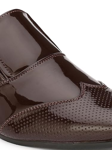 Image of HiREL'S Brogue Patent Shoes Wedding|Lightweight|Comfortable|Soft Cushioned Slip On for Men