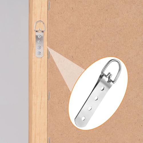 Image of 6 Pcs Picture Hanger, D Rings Heavy Duty, D Ring Picture Hangers with 24 Pcs Screws, Picture Hanging Hooks for Clock, Mirror, Paintings (Sliver, 4 Holes)