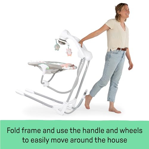 Ingenuity InLighten 5-Speed Baby Swing - Swivel Infant Seat, 5 Point Safety Harness, Nature Sounds, Lights - Nally Owl - Image 6
