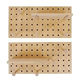 BURWURN Pegboard Organization Set 2-Pack Beige Wooden Pegboards with Shelves & Hooks | Creative Display & Storage Solution for Home, Office, Bathroom