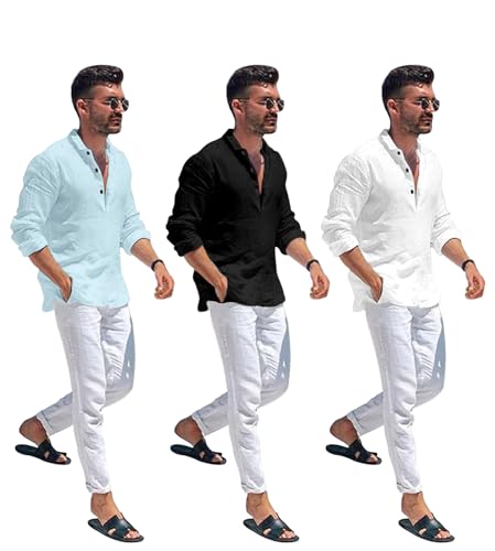 Image of Combo of Men Solid Cotton Blend Straight Kurta Shirt Pack of 2