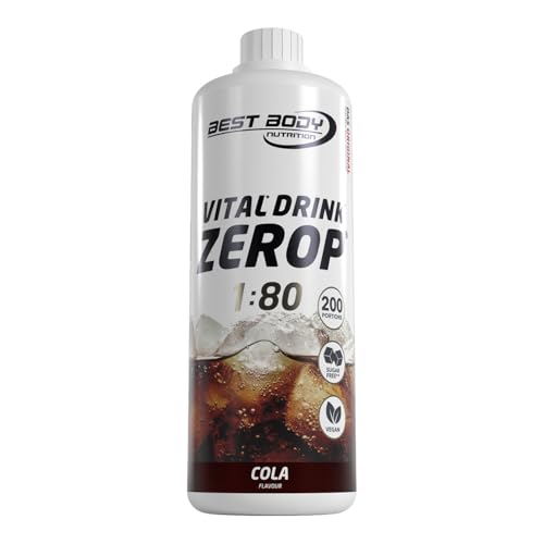 Best Body Nutrition – Vital Drink ZEROP Cola 1000 ml – Sirop sans sucre 1:80 pour Sodastream – 80 litres boisson faible en calories avec vitamines B1, B6, niacine