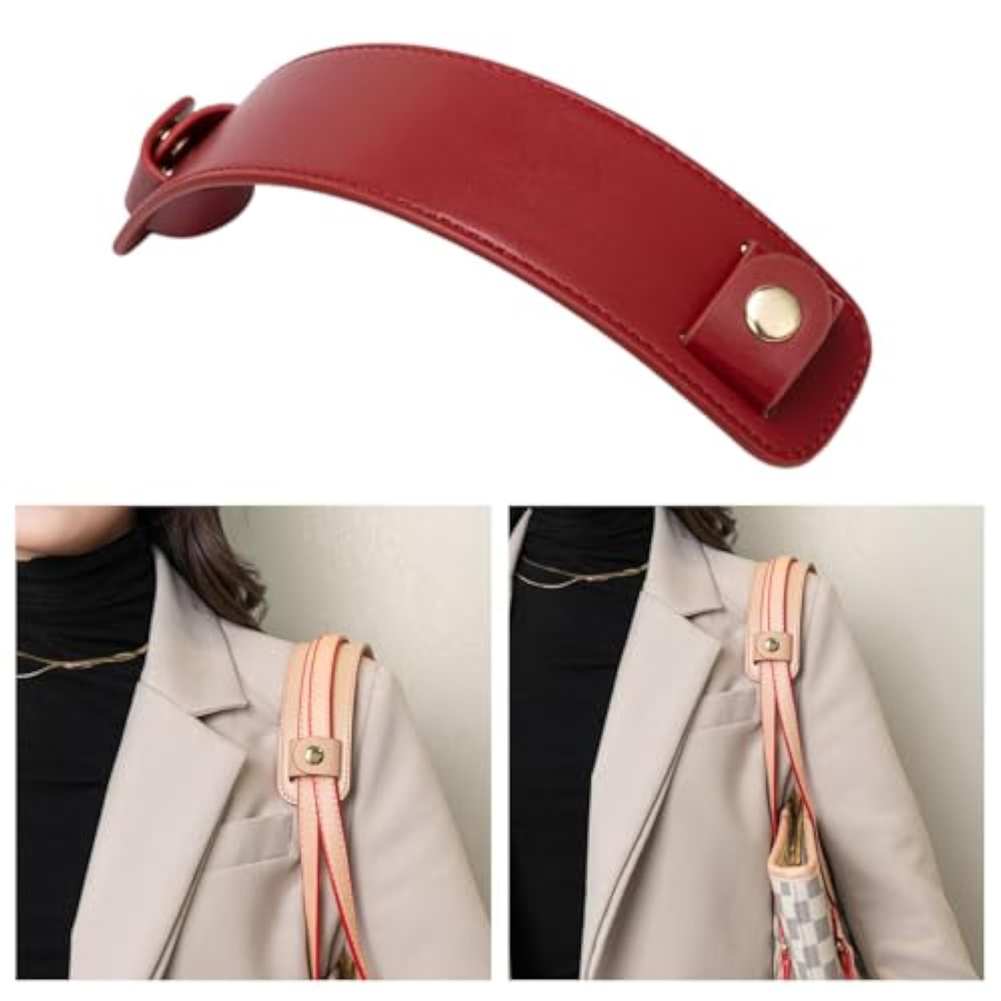 Leather Shoulder Strap Pad Replacement for Satchels, Dark Red