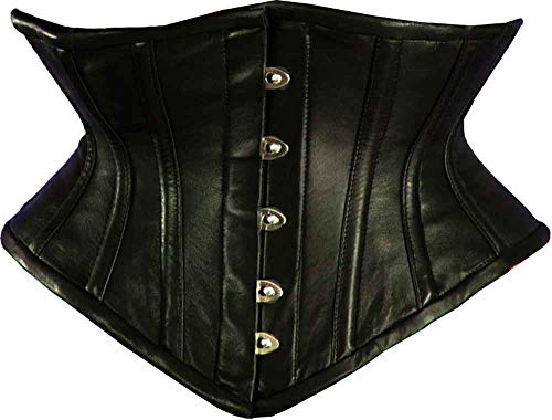 Orchard Corset CS-201 Underbust Leather Steel-boned Waist Trainer Corset -Black, 30