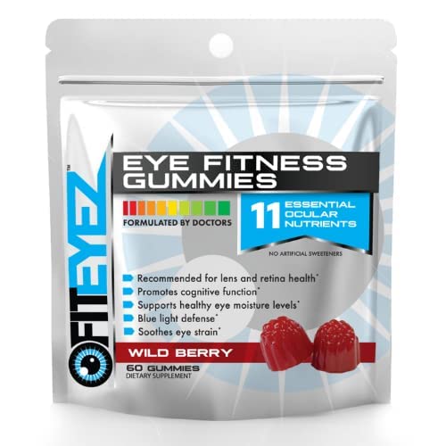 FitEyez Eye Fitness Gummies | Eye Vitamins with Lutein and Zeaxanthin Eye Support Supplements | Wild Berry Flavor | 30 Servings, 60 Chewable Gummies