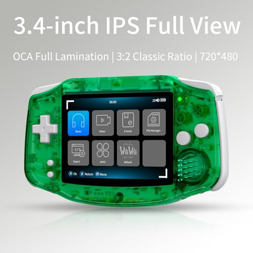 Image of RG34XX Retro Handheld Game Consoles Classic Retro Gaming Console 64G Card Preloaded Games 5000+ rg34xx Portable Gaming Console Linux 64-bit 3500mAh Battery WiFi Bluetooth HD and TV Output Green
