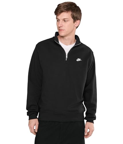 Nike Mens Club Fleece Half Zip Black/Black/White Large