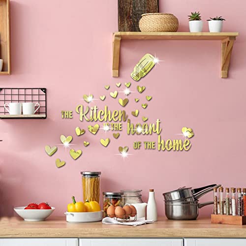 The Kitchen is The Heart of The Home Mirror Wall Sticker, Acrylic Kitchen Wall Decal - Image 3