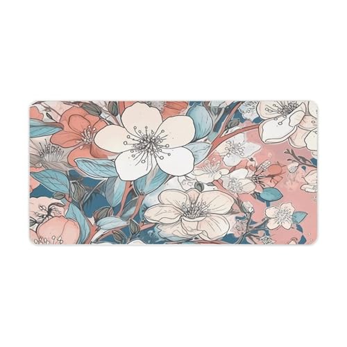 Desk Pad Protector 24x12 Inch Extended Peach Leafed Flower miniatura 5