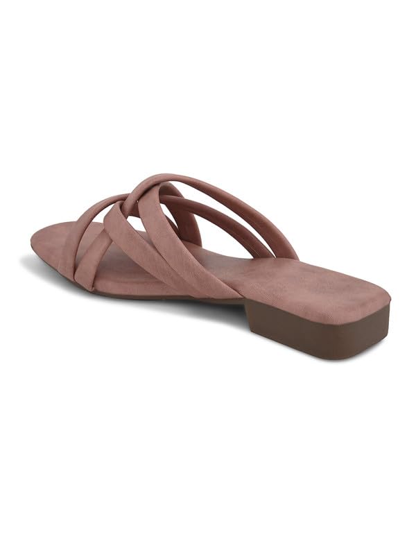 Image of XE Looks Women's Flat Slippers | Stylish Cross-Strap Design in Suede Finish | Comfortable Cushioned Footbed | Slip-On Lightweight Flats Slippers For Girls & Women