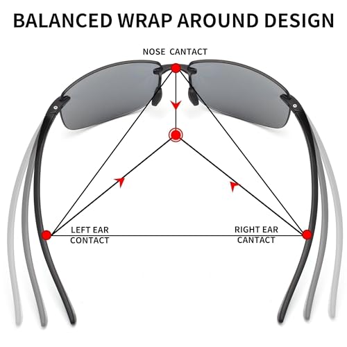Image of JIM HALO Sport Sunglasses Men Womens TR90 Rimless for Driving Running Golf | Polarized /Non polarized,Lightweight,17g /0.6oz,Rectangle,Wrap Around,Cycling,Fishing,Outdoor Activities