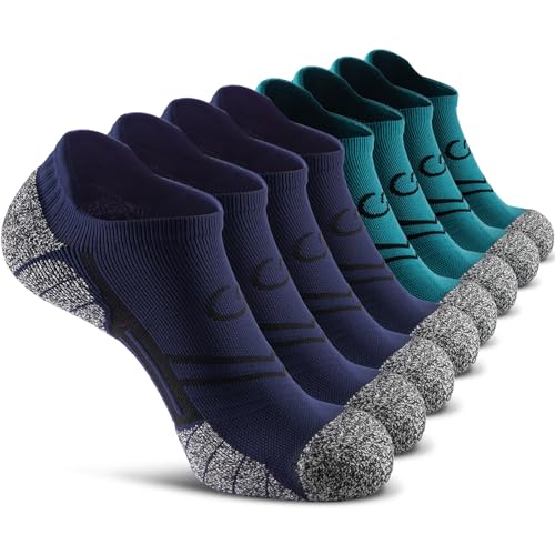 Image of CWVLC No Show Sports Compression Socks for Men Women with Cushion (4 /8 Pairs)