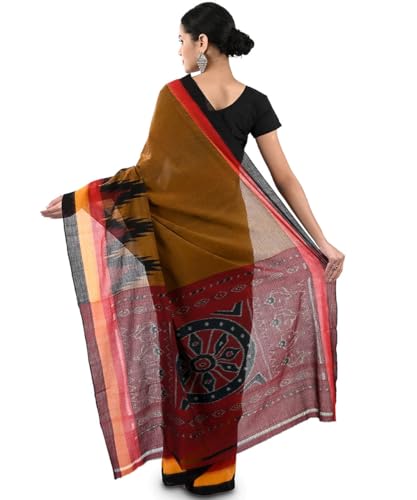 Image of Nuapatna Cotton Saree of Odisha Ikkat Orissa Traditional Handloom Sari | Bomkai | Pata | Nuapatana | sambalpuri saree | khandua patta sare | without Blouse S6